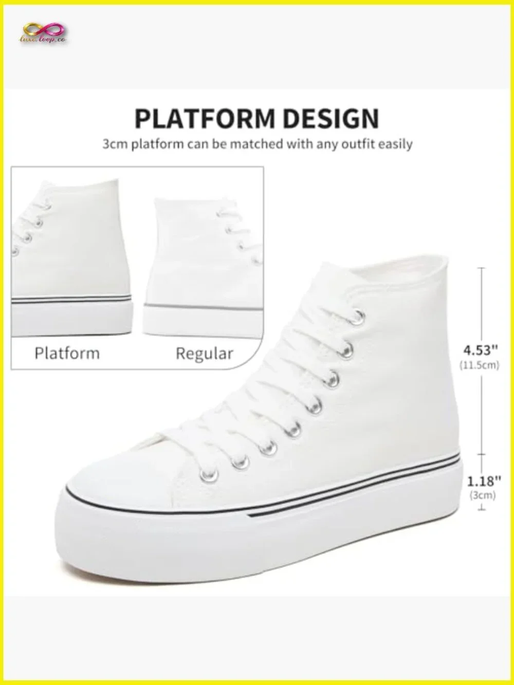 High Top Platform Sneakers Canvas Lace Up Retro Y2K Chic Casual Walking Shoes - Picture 4 of 7